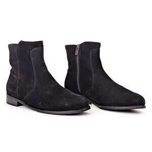 La Canadienne Women Sophie Black Suede Zip Dress Office Ankle Boots sz 7.5